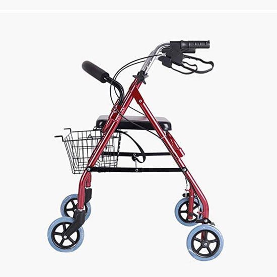 Dr.Ortho Walker for seniors , 4 Wheel Walker Lightweight Folding Adjustable with Seat Basket and Space Saver Durable Mobility Aid
