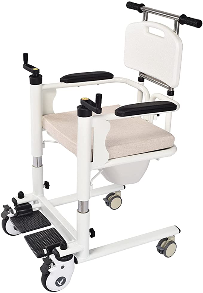 Load image into Gallery viewer, Patient Transfer Chair, Seated Patient Lift, Shower Chair with Wheels for Seniors Elderly Handicapped controller.
