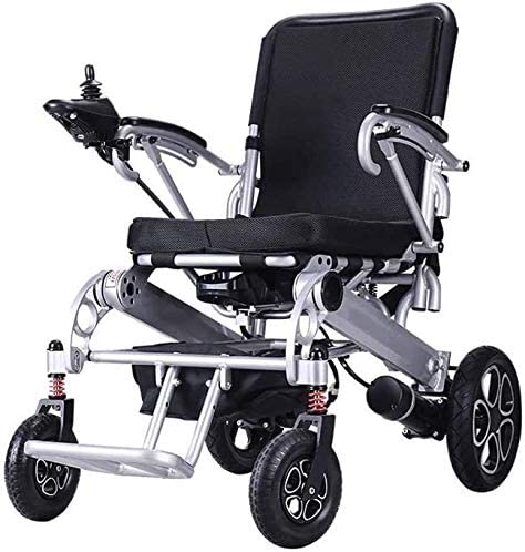 Electric wheelchair light weight 31Kg, 360 ° joystick, weight capacity 150Kg aluminum frame with lithium batteries.