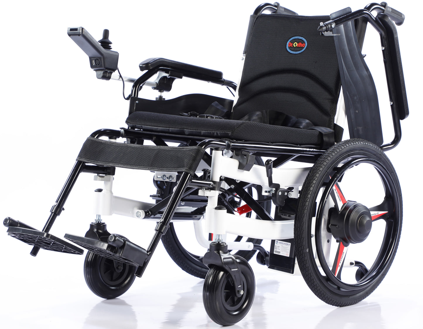Dr.Ortho electric wheelchair DR-N-20-C light weight aluminum frame with lithium battery and Large Rear Wheels