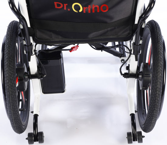 Dr.Ortho electric wheelchair DR-N-20-C light weight aluminum frame with lithium battery and Large Rear Wheels