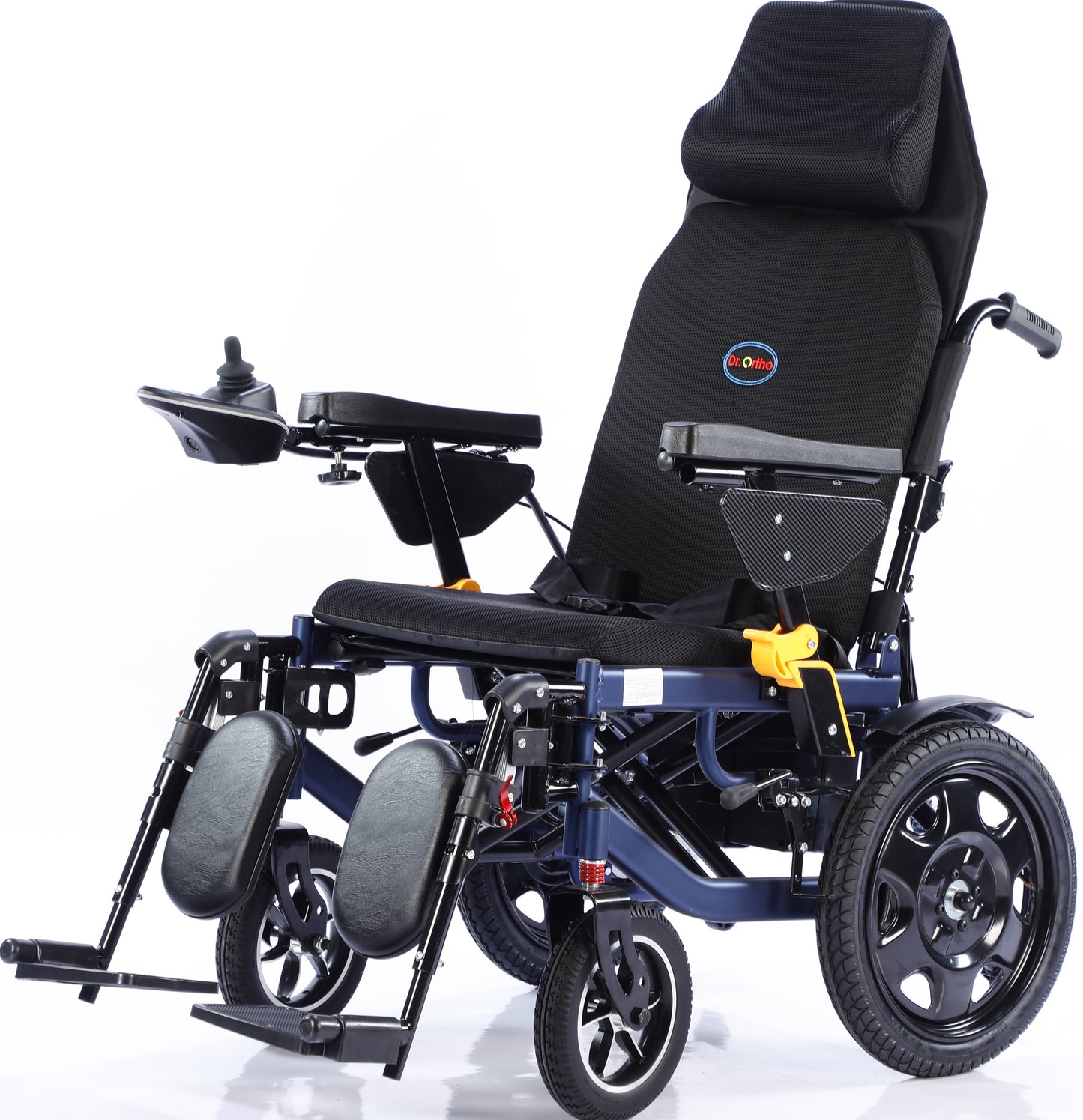 Dr.Ortho electric wheelchair DR-N-40-E blue frame with Detached hydrulic Adjustable Footrest and Recling Backrest