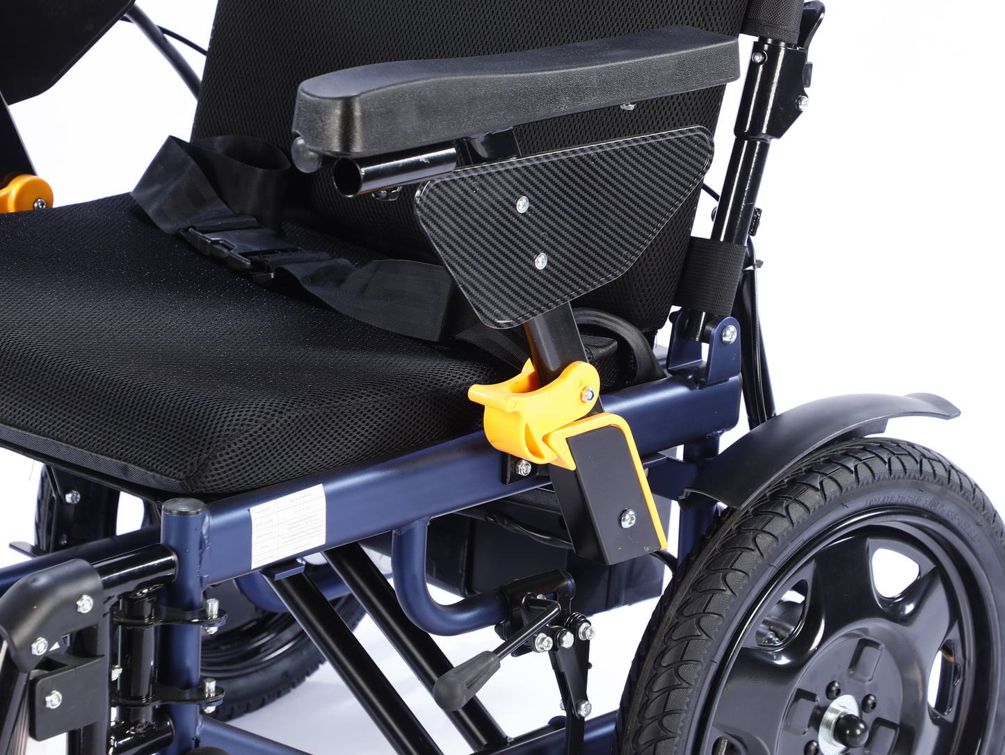 Load image into Gallery viewer, Dr.Ortho electric wheelchair DR-N-40-E blue frame with Detached hydrulic Adjustable Footrest and Recling Backrest
