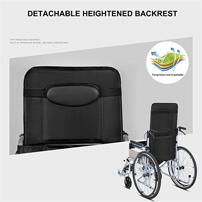 Reclining Wheelchair with Reclining Headrest, footrest, with Toilet for Disabled