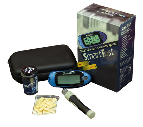 جهاز لقياس نسبة السكر في الدم (سمارت-تيست) بالإضافة إلى 25 شريطً