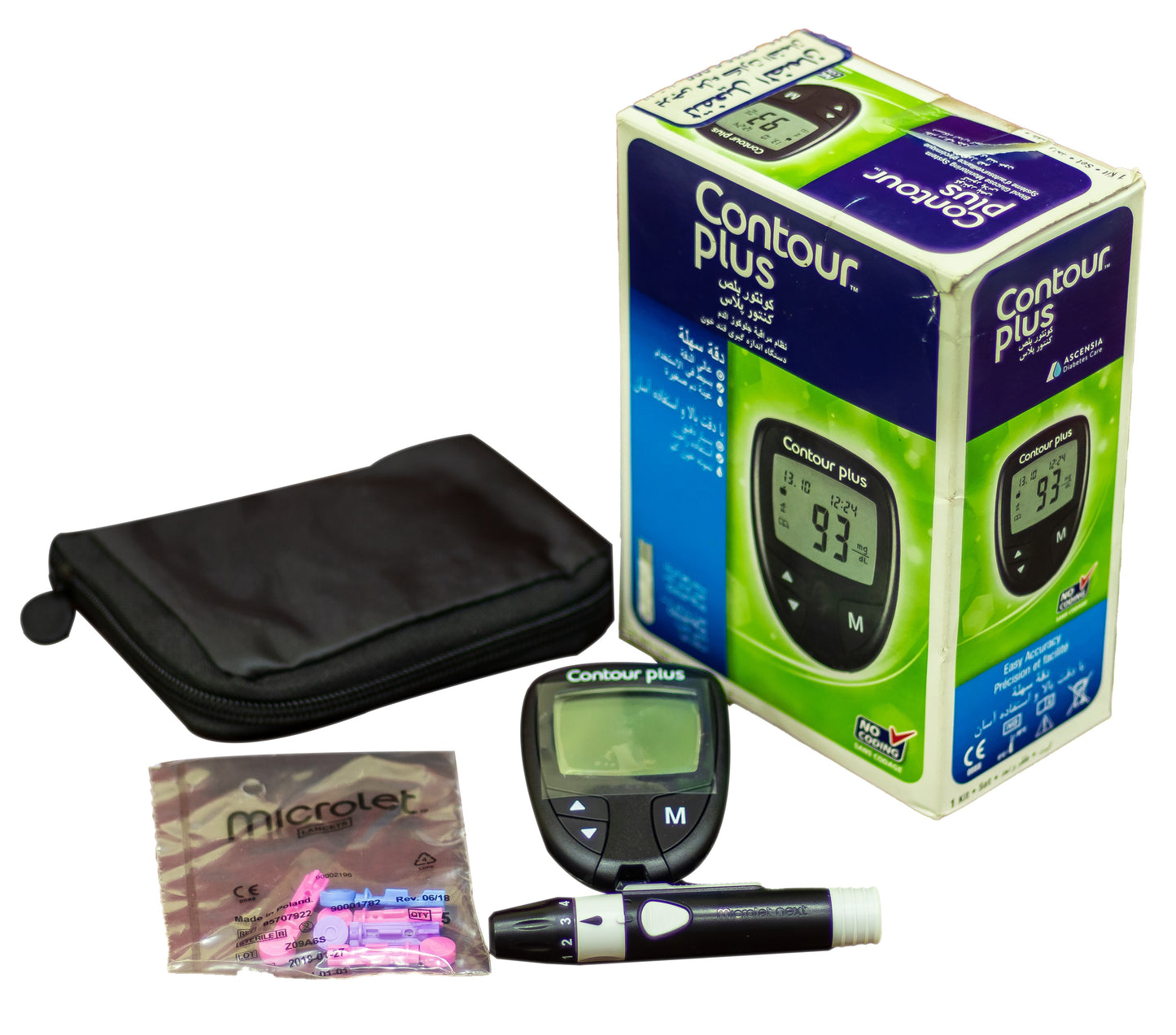 جهاز لقياس نسبة السكر في الدم باير (كونتور بلس) بالإضافة إلى 10 شرائط
