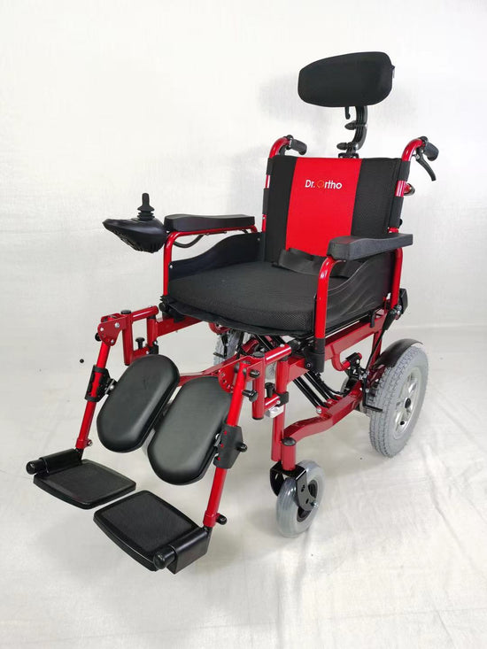Load image into Gallery viewer, Dr.Ortho Wheelchair DR-A01 Lightweight Foldable Electric Wheelchair with Headrest with Reclinable Backrest and footrest for Disabled

